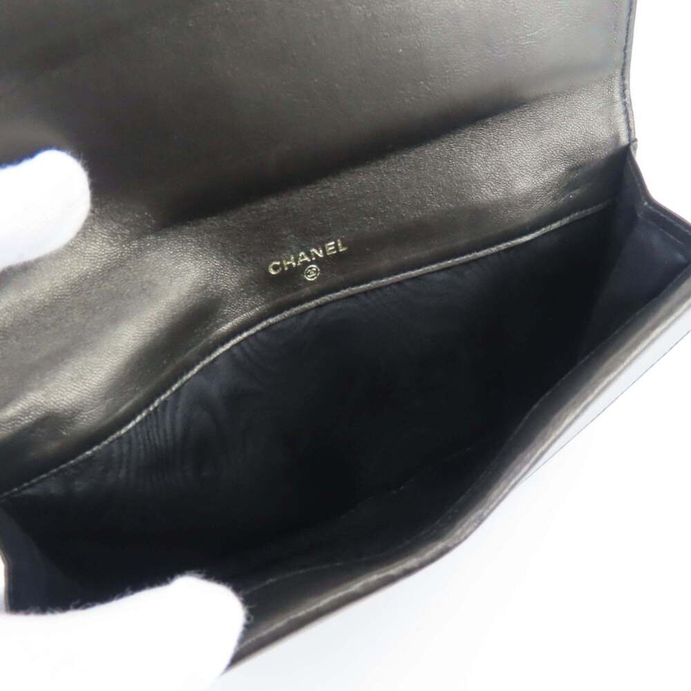 CHANEL Black Lambskin Leather Logo Wallet - Picture 12 of 16
